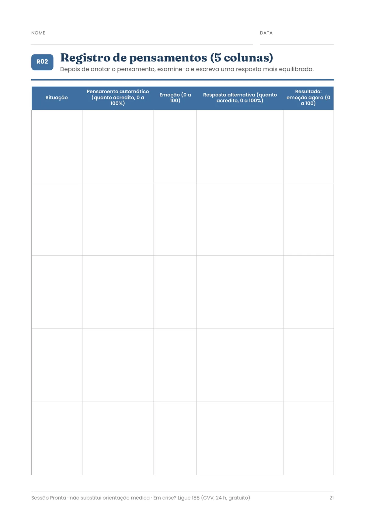Página real do PDF Sessão Pronta: registro de pensamentos